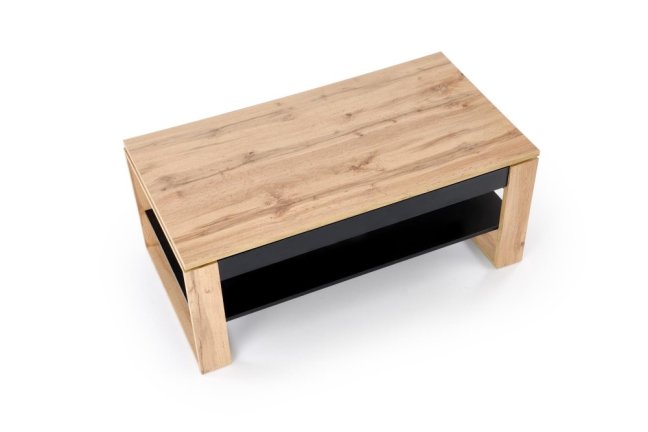 Konferenční stolek BETTY s úložným prostorem — 120x65x50 cm, černá / dekor dub artisan