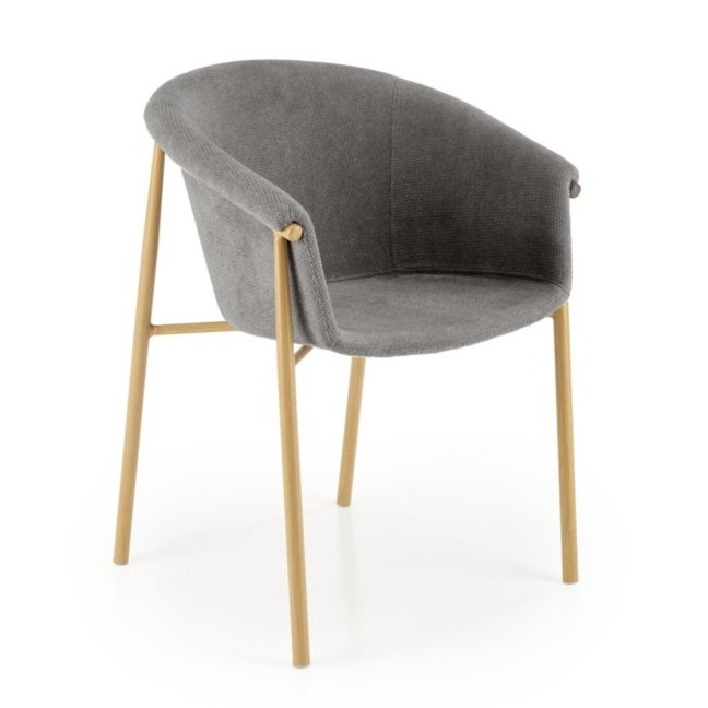 Jídelní křeslo HANNAH — kov, látka, přírodní / šedá