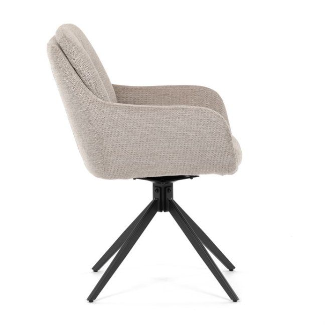 Jídelní otočné křeslo PAMELA — kov, látka, lanýžová