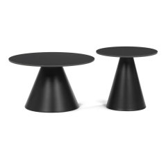 Set 2 konferenčních stolků NOEL II — kov, keramika, dekor mramor / černá