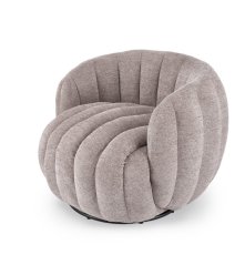 Otočné designové křeslo FRASER — látka, tmavě béžová