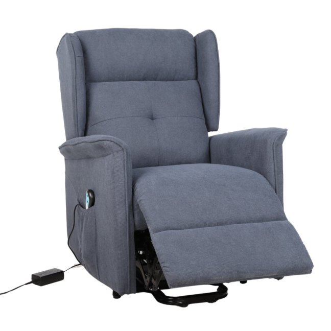 TV křeslo ušák RELIA s elektrickým polohováním — látka, šedá, nosnost 130 kg