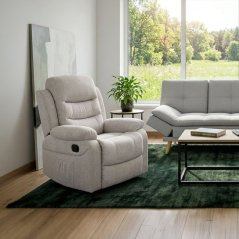 Relaxační polohovací TV křeslo GLEN II — látka, béžová