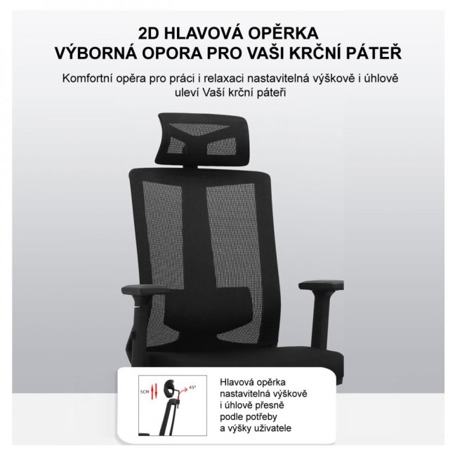 Kancelářská ergonomická židle Neoseat SABRINA — síť / látka, černá, nosnost 150 kg