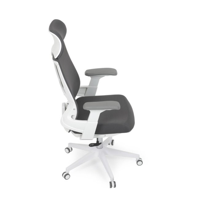 Kancelářská otočná židle TONKA — síť, bílá / šedá