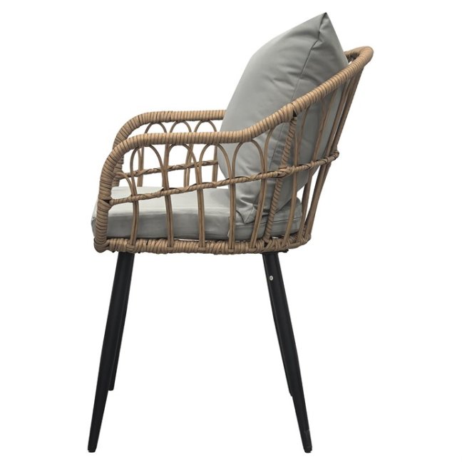 Zahradní křeslo AGATA — kov, umělý ratan, černá / přírodní