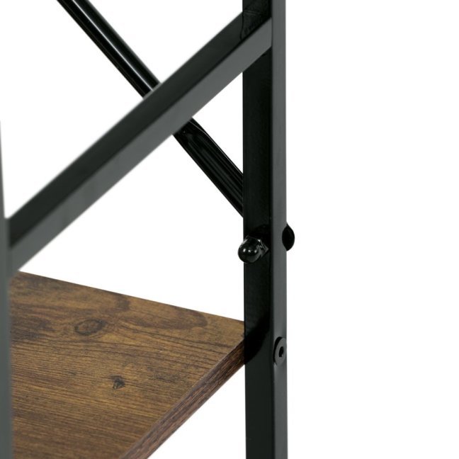 Regál UREK — kov, MDF, černá / dekor starého dřeva