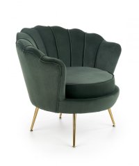 Designové křeslo AMORINITO — kov, látka, zlatá / zelená
