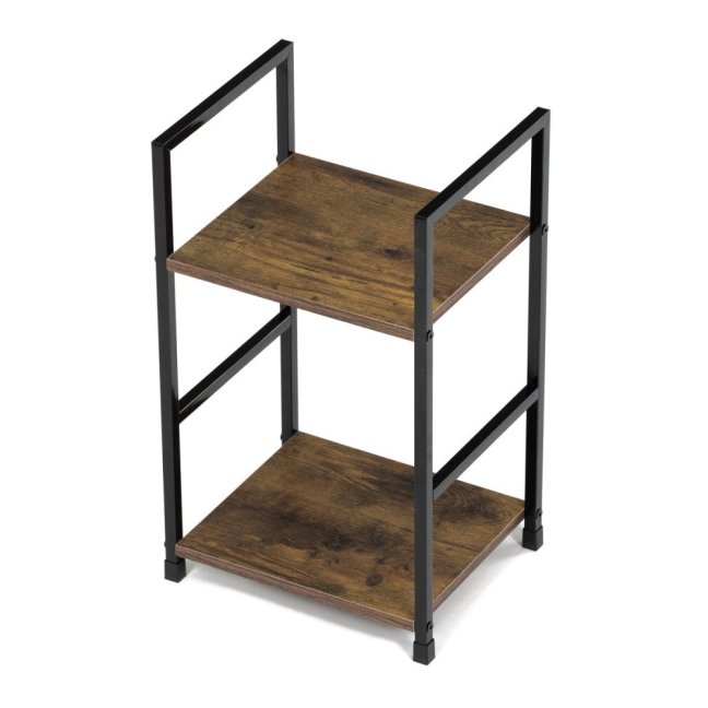 Regál TIREK — kov, MDF, černá / dekor starého dřeva