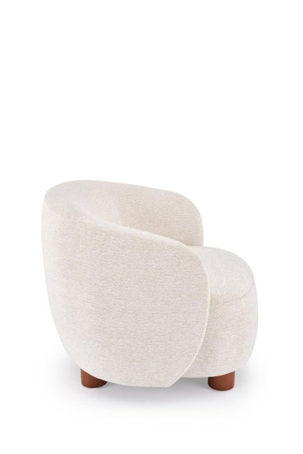 Designové křeslo BAKER — dřevo, látka, krémová