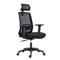 Kancelářská ergonomická židle DELFO — síť / látka, černá