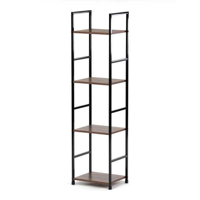 Regál TIREK III — kov, MDF, černá / dekor starého dřeva