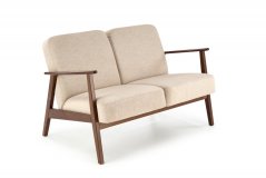 Designová dvojsedačka MILANO — masiv, látka, ořech / béžová