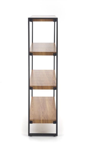 Regál BOLIVAR I — kov, MDF, černá / zlatý dub