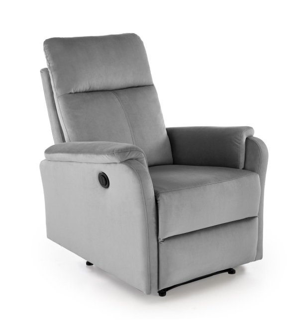 Relaxační křeslo KROKUS s elektrickým polohováním — samet, šedá