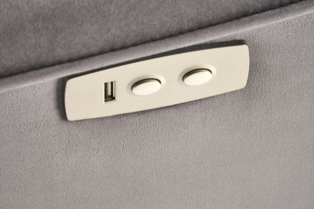 TV křeslo SEMIR II s elektrickým polohováním a masáží — látka, šedá