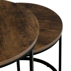 Set 2 konferenčních stolků XANDER — kov, MDF, černá / dekor starého dřeva