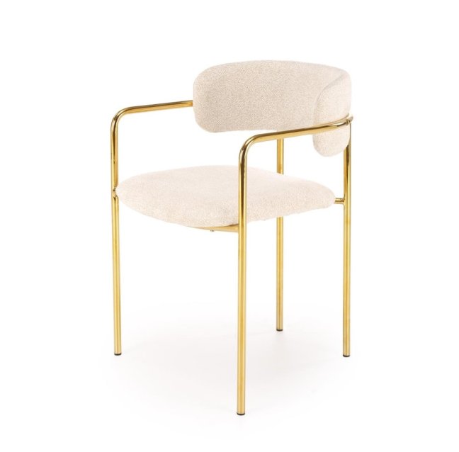 Jídelní křeslo LADONE — kov, látka, zlatá / krémová