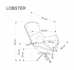 Relaxační křeslo LOBSTER — kov, látka, skořicová
