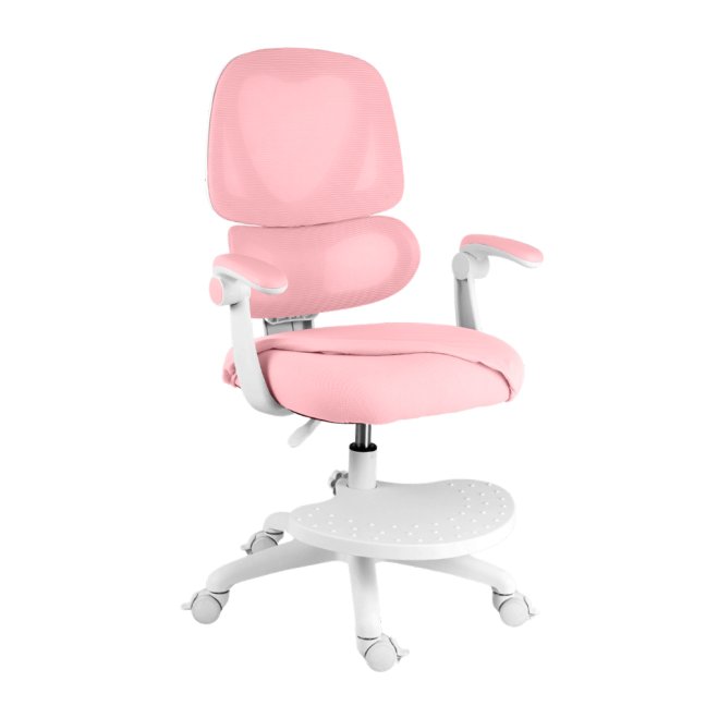 Dětská otočná židle Neoseat JUNI 023 — látka, pratelný potah, růžová