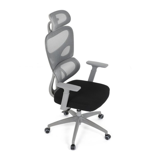 Kancelářská ergonomická židle GRANT II — síť, látka, šedá