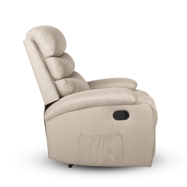 Relaxační polohovací TV křeslo VELORA — látka, béžová, nosnost 130 kg