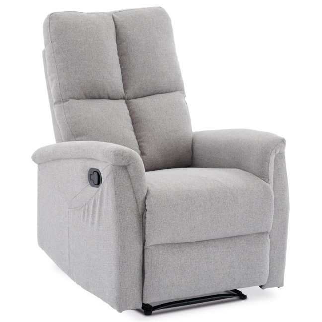 Relaxační polohovací TV křeslo ASTER — látka, světle šedá