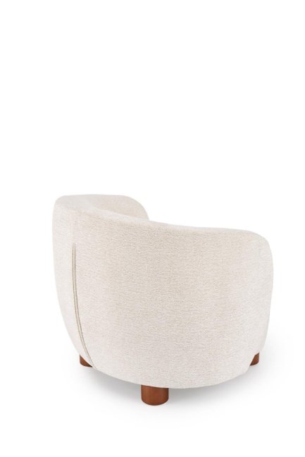 Designové křeslo BAKER — dřevo, látka, krémová