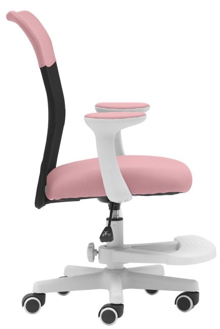 Dětská židle Neoseat MONKEY WHITE s podnoží — látka, bílá / světle růžová