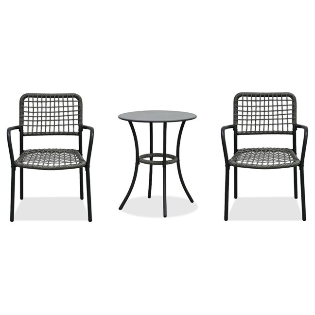 Zahradní set BONTAS 1 + 2 — kov, umělý ratan, antracit / šedá