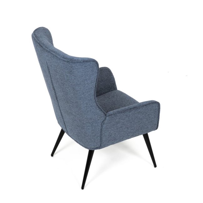 Relaxační křeslo ušák LOYD — látka, černá / modrá