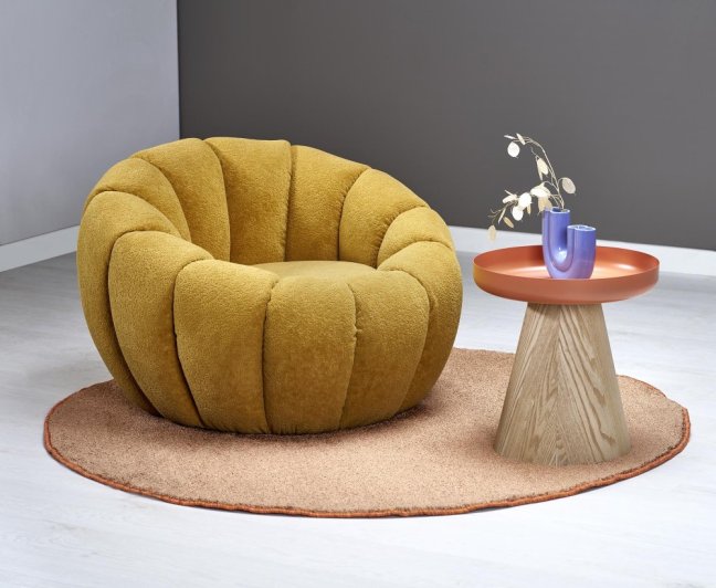 Designové křeslo GASPAR II — látka, žlutá
