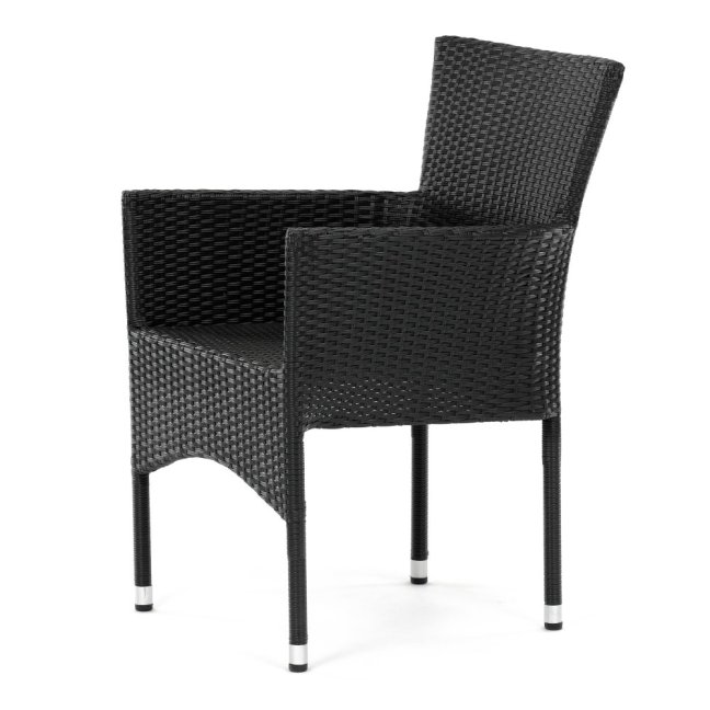 Zahradní křeslo BRIGITA — kov, umělý ratan, černá
