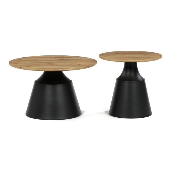 Set 2 konferenčních stolků NOEL I — kov, MDF, dub artisan / černá
