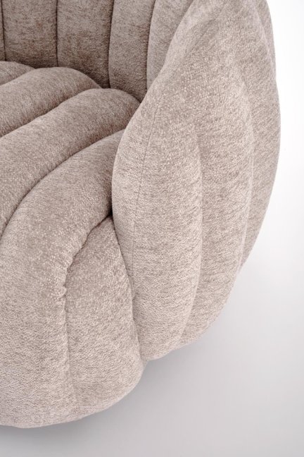 Otočné designové křeslo FRASER — látka, tmavě béžová