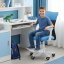 Dětská židle Neoseat MONKEY WHITE s podnoží — látka, bílá / světle modrá
