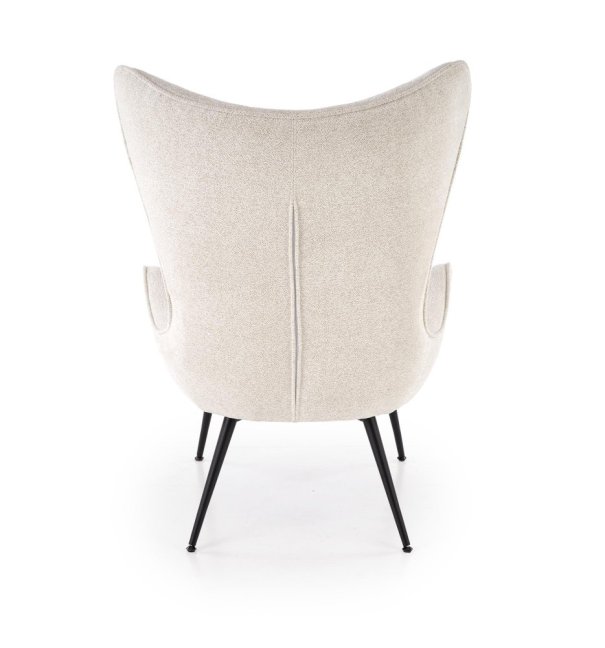 Designové křeslo ušák JUKON — kov, látka, krémová