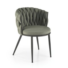 Designové jídelní křeslo MANDY — kov, látka, černá / olivová