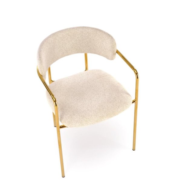 Jídelní křeslo LADONE — kov, látka, zlatá / krémová