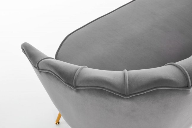 Designová pohovka AMORINITO XL — kov, látka, zlatá / šedá