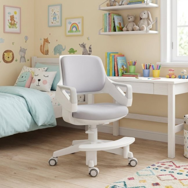 Dětská rostoucí židle Neoseat KIDDY FIVE — látka, pratelný potah, šedá