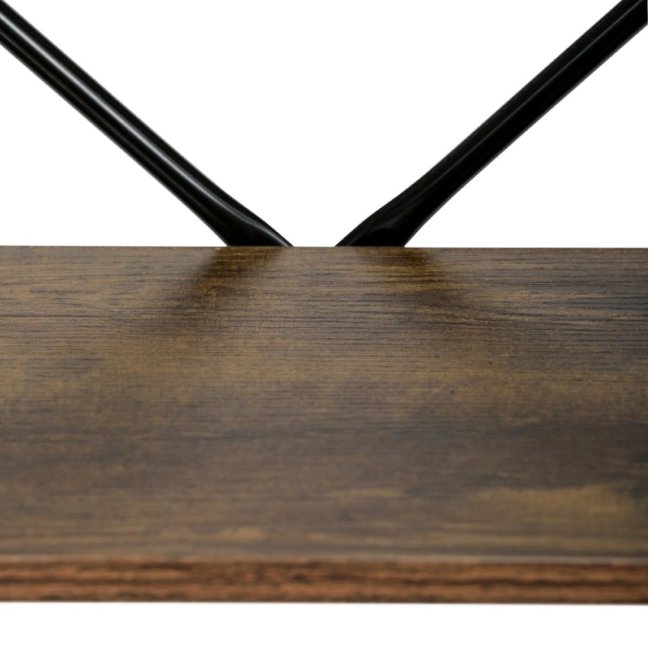 Regál UREK — kov, MDF, černá / dekor starého dřeva