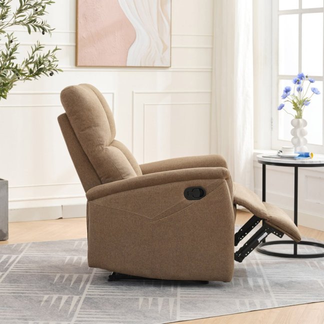 Relaxační polohovací TV křeslo ASTER — látka, hnědá