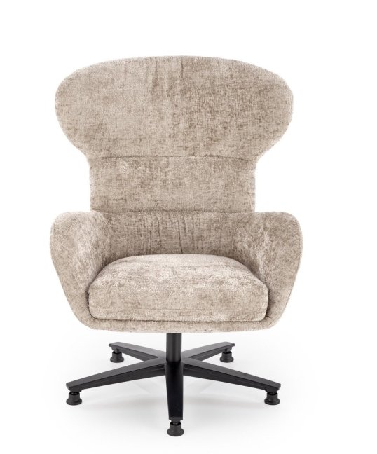 Otočné relaxační křeslo ušák FRANCO — kov, látka, béžová