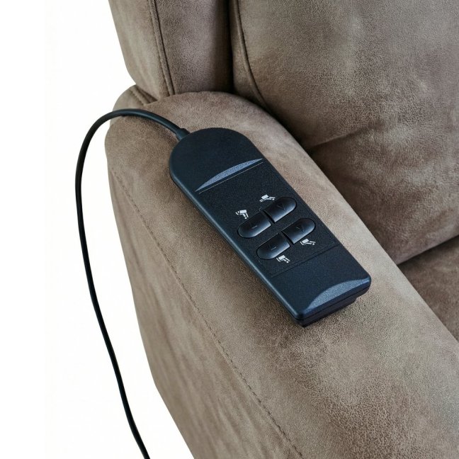 TV křeslo MATEO s elektrickým polohováním — 2 motory, látka, béžová, nosnost 150 kg
