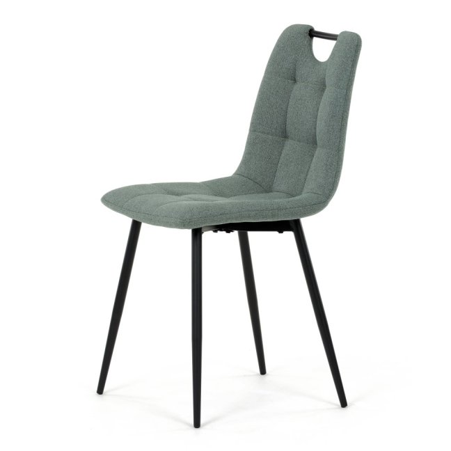 Jídelní židle KLAUDIUS — kov, látka, černá / zelená, nosnost 150 kg