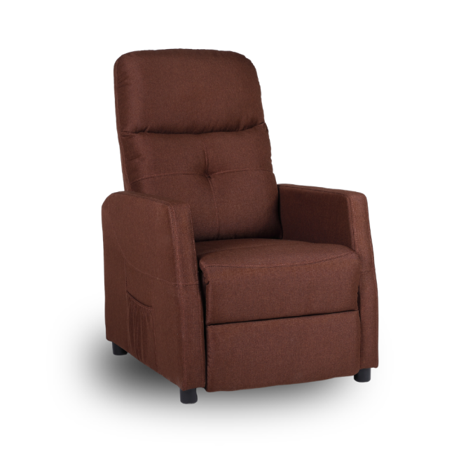 Relaxační polohovací TV křeslo MODO — látka, hnědá, nosnost 130 kg