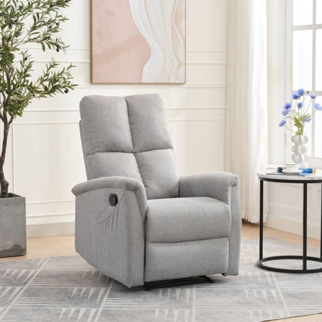 Relaxační polohovací TV křeslo ASTER — látka, světle šedá