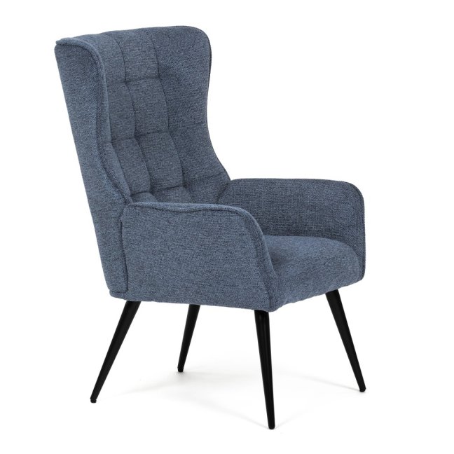 Relaxační křeslo ušák LOYD — látka, černá / modrá