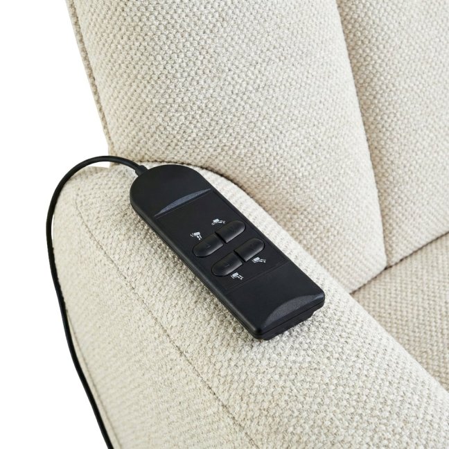 TV křeslo SAMUEL s elektrickým polohováním — 2 motory, látka, béžová, nosnost 150 kg